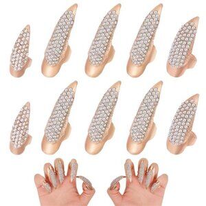 Gold Claw Nail Rings – 10pc Punk Gothic Finger Armor Set